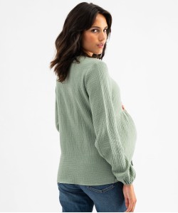 Blouse de grossesse manches longues en gaze de coton